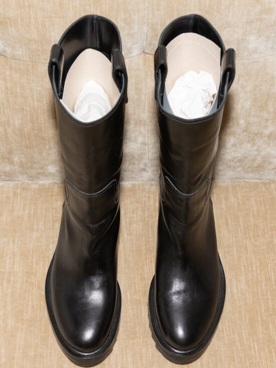 Tamara Mellon Shoes - Tamara Mellon Easy Rider Black Mid Calf Boots Size 38.5